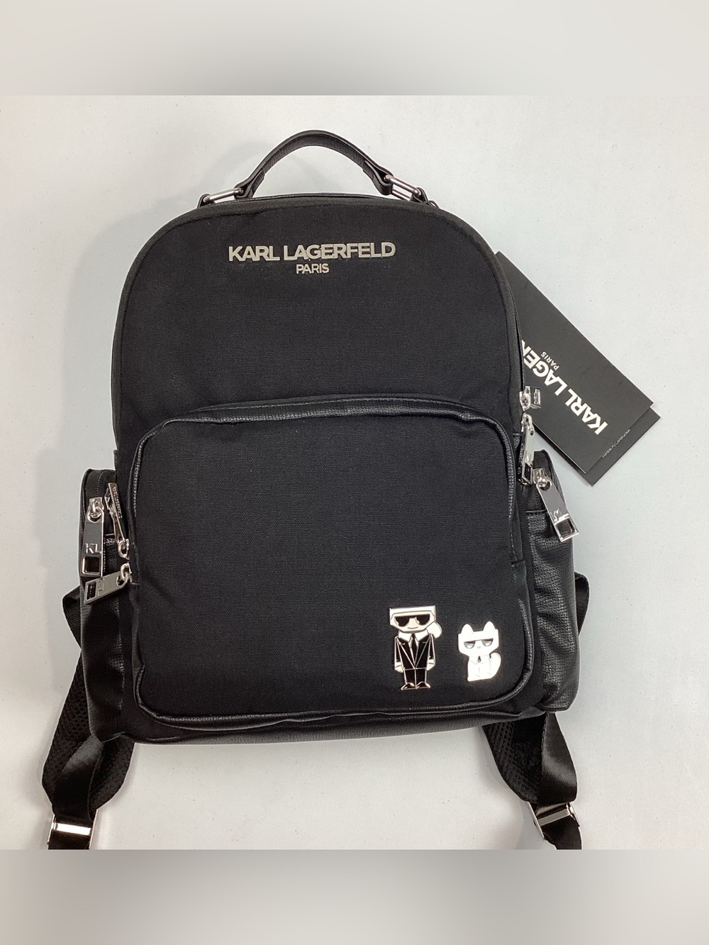 Karl Lagerfeld Paris Amour Black Backpack  With Karl And Choupette Charms New!